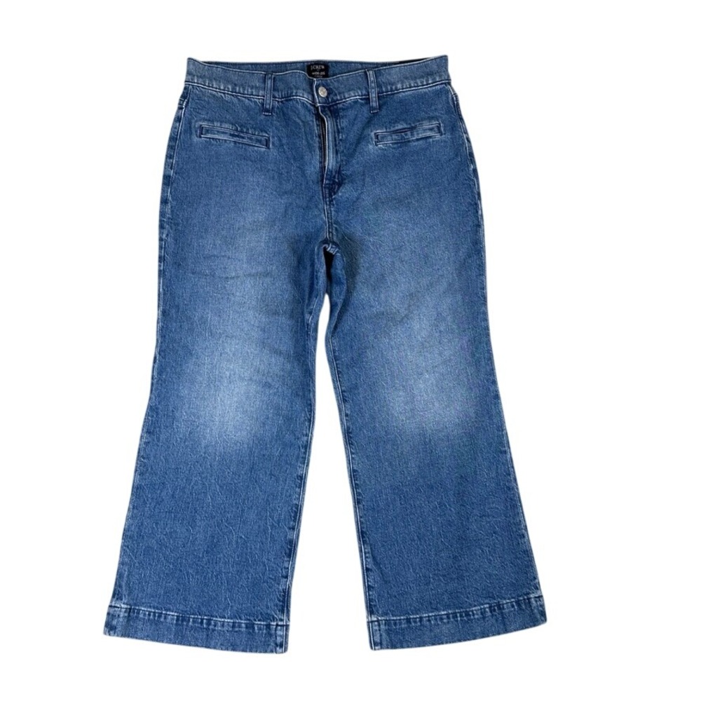NWT J.Crew Wide-Leg Crop Jeans Medium Wash Denim 30P CB375 High Rise Pockets NEW